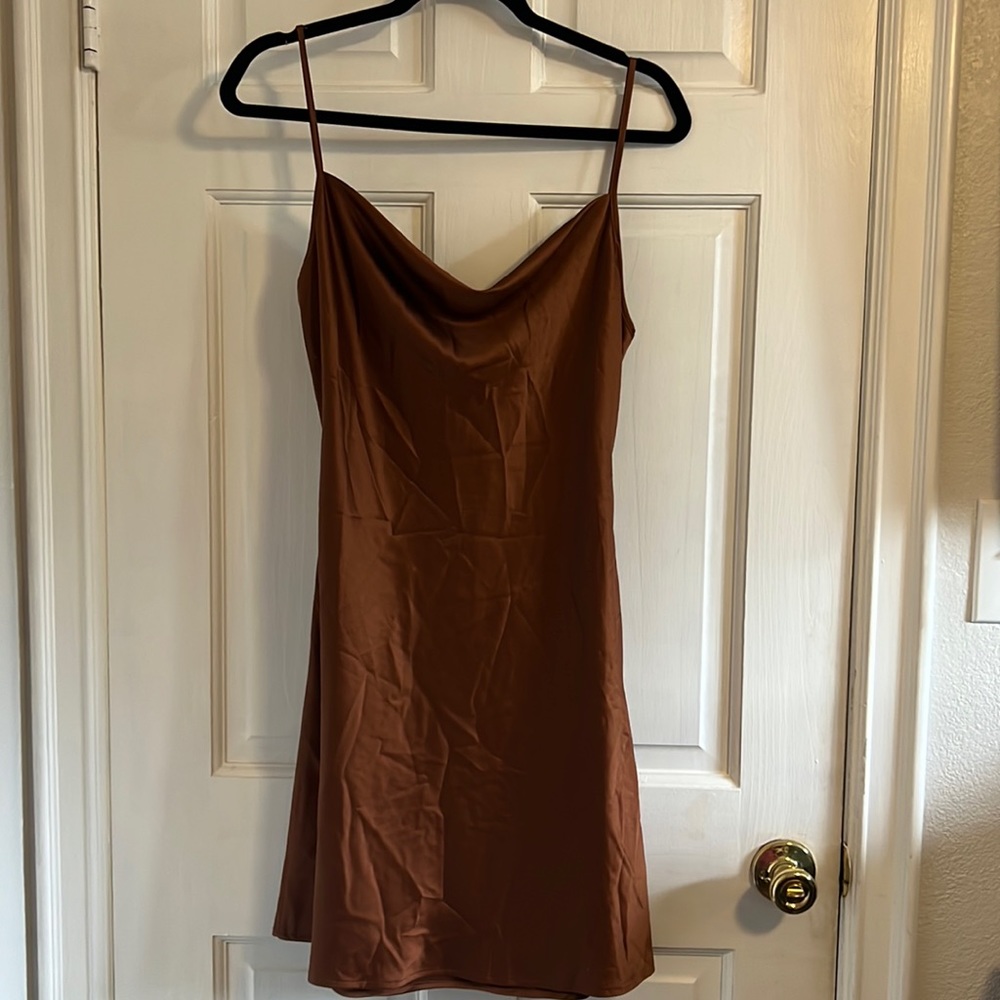 Brown satin dress